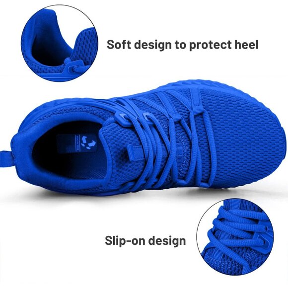 Women's Blue Slip On Lightweight Casual Walking Tennis Sneakers for Gym Shoes - Picture 4 of 6